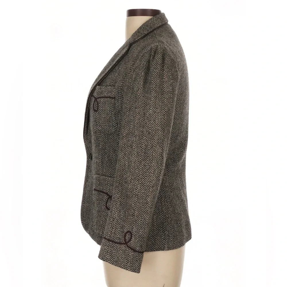Vintage 70s 80s Ralph Lauren Wool Herringbone Blazer Equestrian Jacket Runway M - Picture 8 of 16